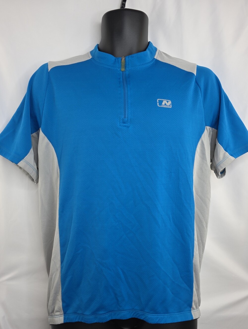 Nishiki Men's Blue Gray Cycling Jersey Quarter-Zip Size Large BM-3931